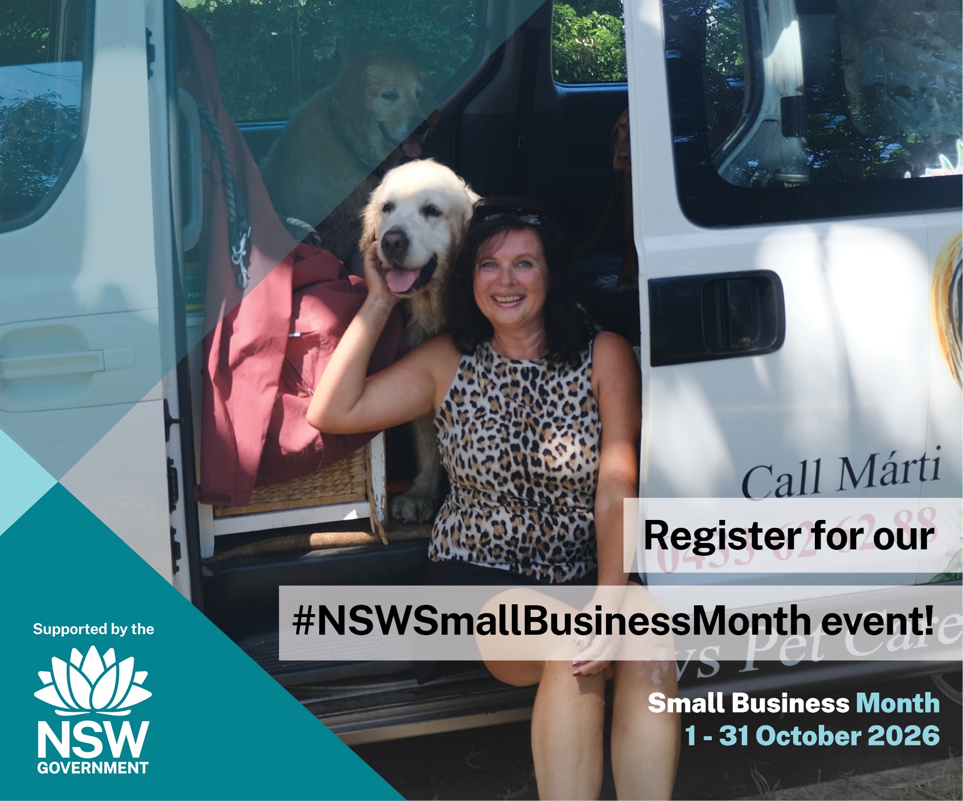 Official NSW Small Business Month 2026 collaborator artwork inviting businesses to register for an event